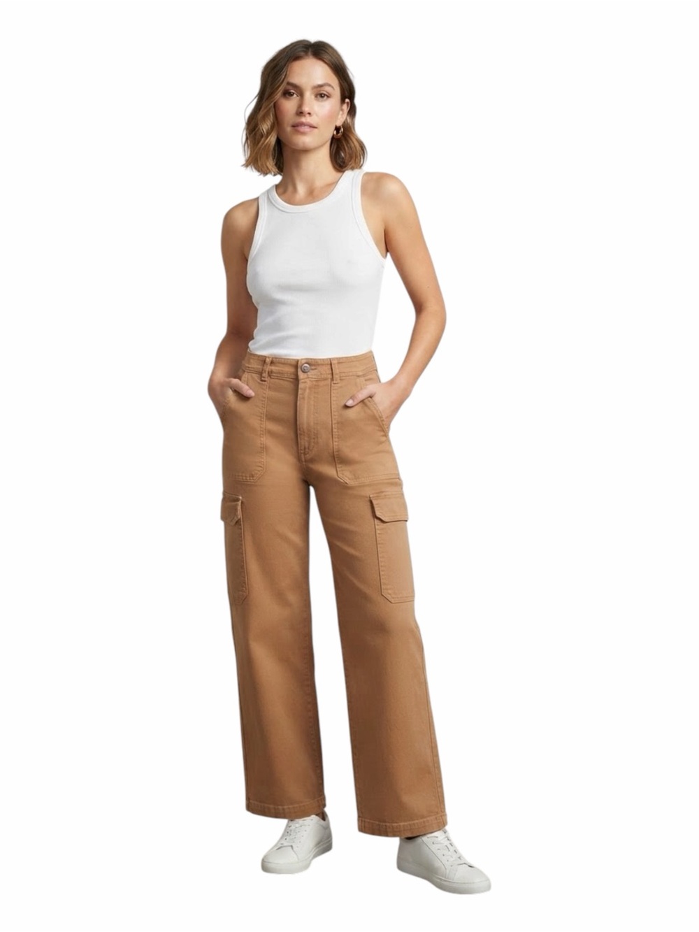 Z Supply Noah Cargo Pants in Chestnut Brown - High Rise Wide Leg - Size Medium